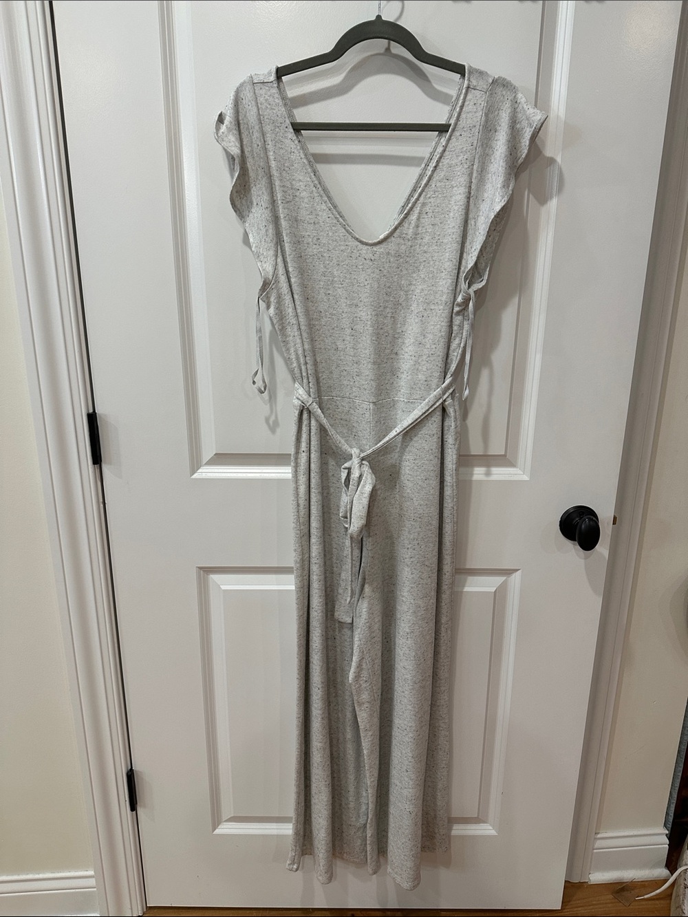GAP Light Gray Knit Jumpsuit with Tie Waist